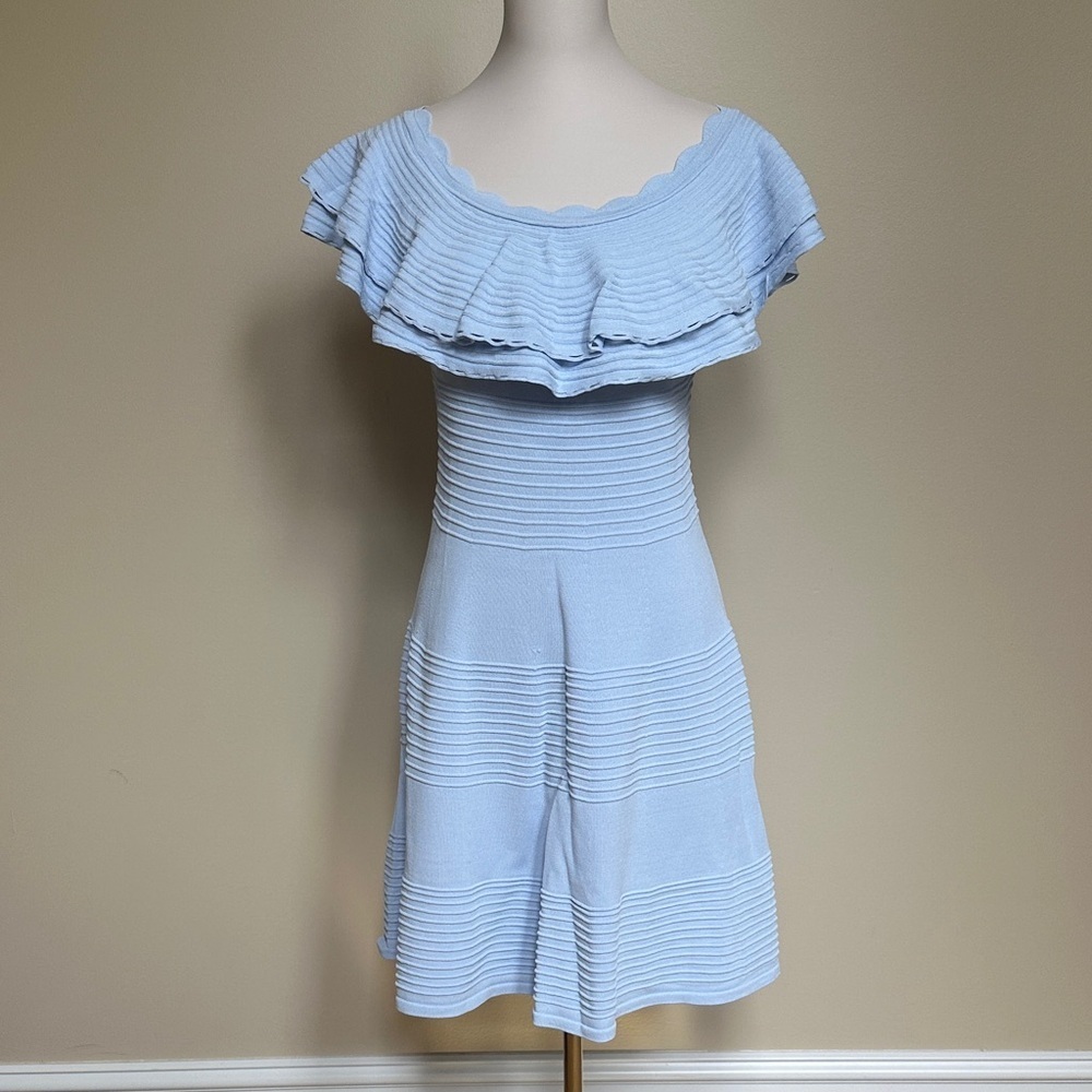Eliza J Sky Blue Tiered Mini Dress
